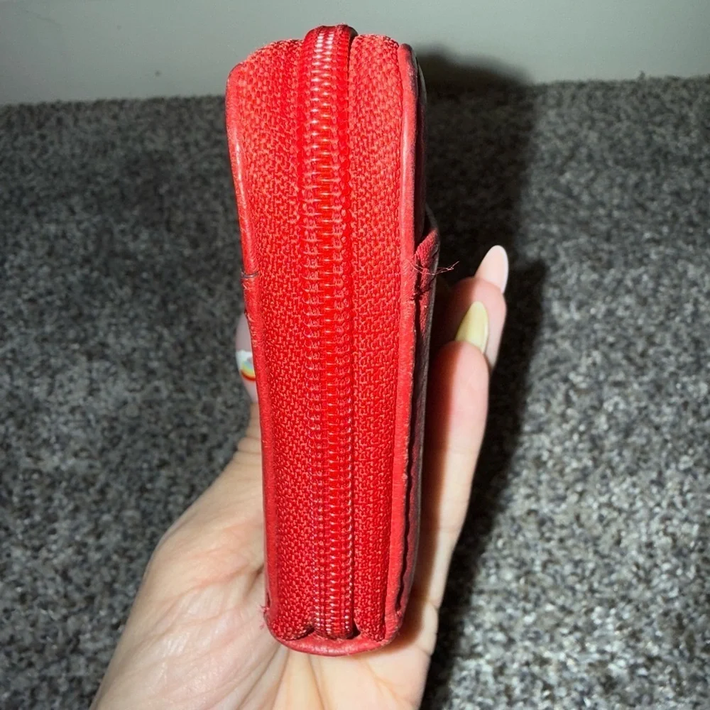 Michael Kors red leather zip around wallet